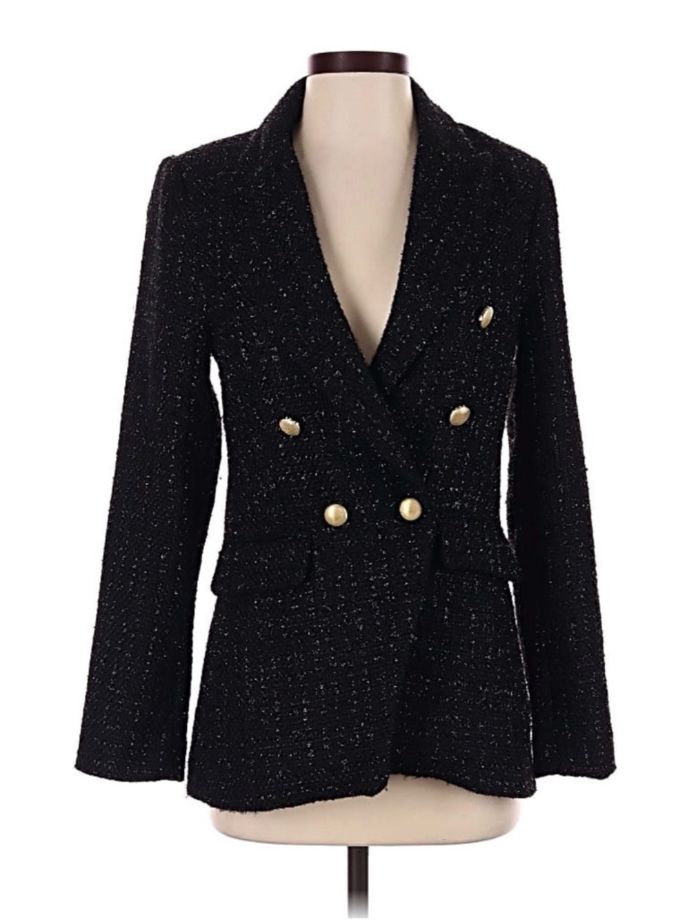 Jason Wu Black Tweed Blazer with Subtle Metallic Thread